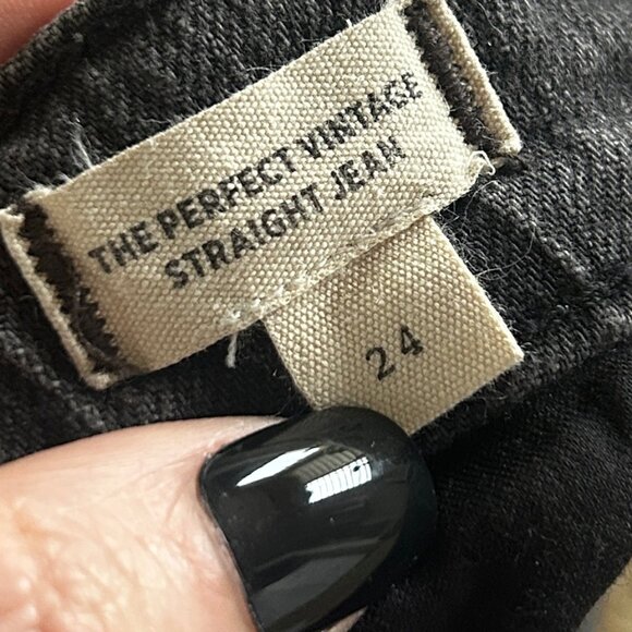 Madewell The Perfect Vintage Straught Jeans in Black Women's Size 24 Raw Hem - Picture 8 of 9